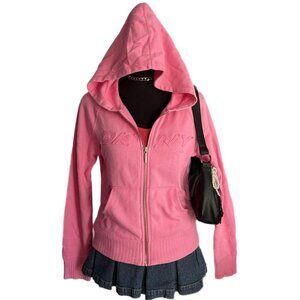 pink vintage dkny zip up hoodie